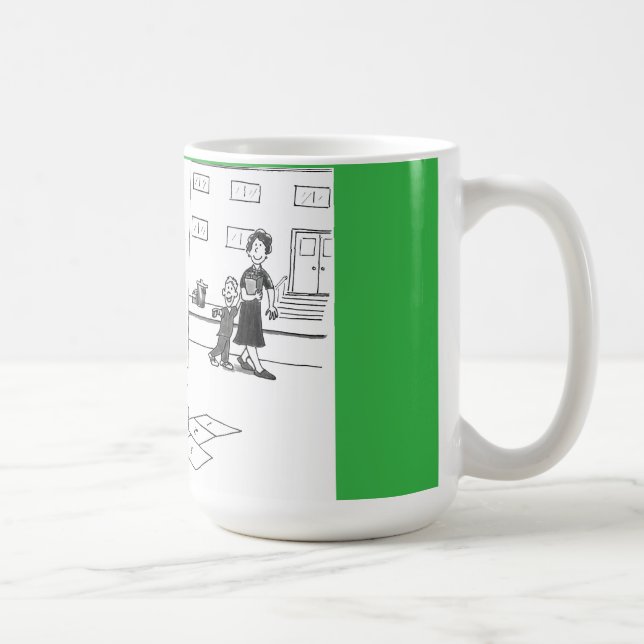 Older Retired Woman Skipping Playing Hopscotch Gam Coffee Mug (Right)