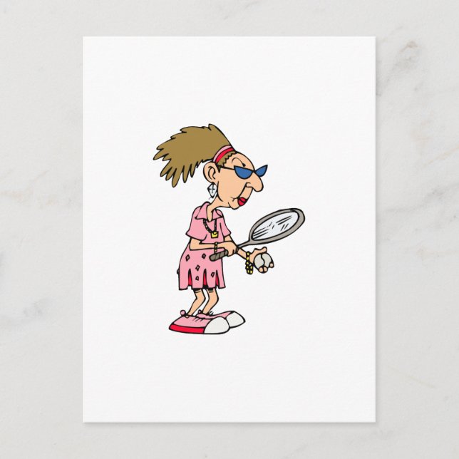 Older Tennis Lady Postcard (Front)
