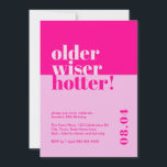 Older, Wiser, Hotter Fun Bright Pink 30th Birthday Invitation<br><div class="desc">Celebrate entering a new, vibrant decade of life with our fun 30th birthday invitation. Boasting a bright pink hue, this invite playfully announces, "older, wiser, hotter". Perfect for the modern woman, this unique 30th birthday invitation radiates confidence, wit, and style. Whether you're having a small gathering or an all-out bash,...</div>