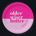 Older, Wiser, Hotter Minimal Bold Pink Birthday Paper Plate<br><div class="desc">Celebrate in style and add a touch of sophistication to your adult birthday party with our "Older, Wiser, Hotter" adult birthday paper plates. These beautifully designed paper plates feature a minimalist, bold pink theme that exudes elegance and charm. The "Older, Wiser, Hotter" theme perfectly captures the essence of celebrating another...</div>