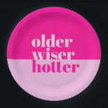 Older, Wiser, Hotter Minimal Bold Pink Birthday Paper Plate<br><div class="desc">Celebrate in style and add a touch of sophistication to your adult birthday party with our "Older, Wiser, Hotter" adult birthday paper plates. These beautifully designed paper plates feature a minimalist, bold pink theme that exudes elegance and charm. The "Older, Wiser, Hotter" theme perfectly captures the essence of celebrating another...</div>