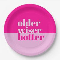 Older, Wiser, Hotter Minimal Bold Pink Birthday