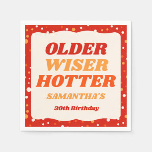 Older Wiser Hotter Retro Red Birthday Napkin