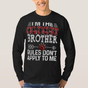Oldest Brother Rules Don T Apply To Me Red Plaid T-Shirt