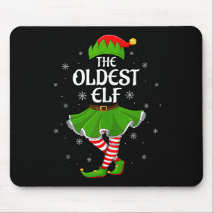 Oldest Elf Christmas Family Girls Women Elf Squad Mouse Mat