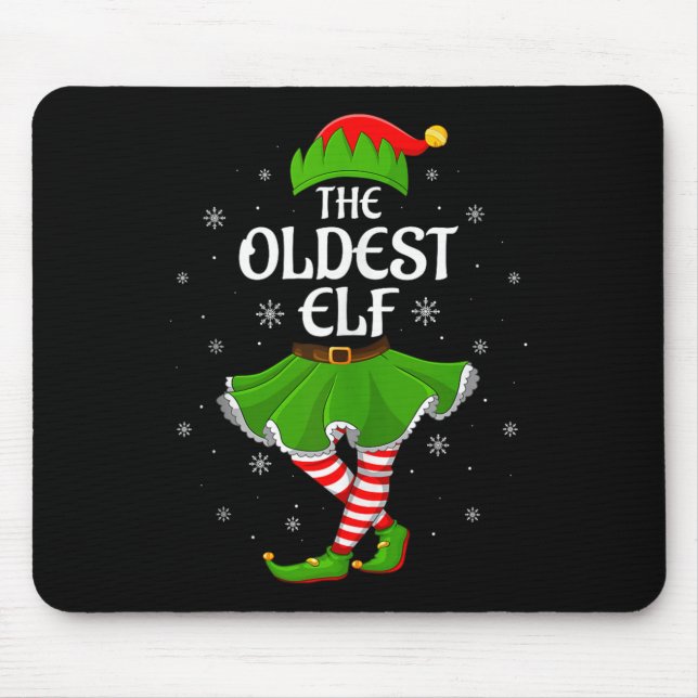Oldest Elf Christmas Family Girls Women Elf Squad  Mouse Mat (Front)