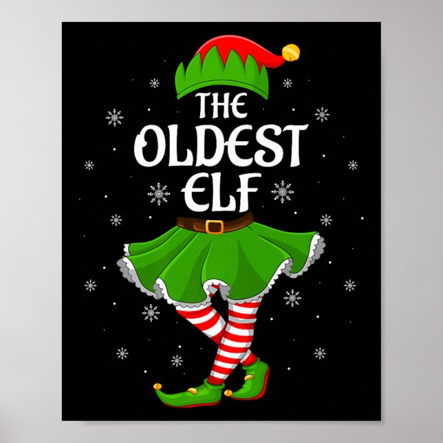 Oldest Elf Christmas Family Girls Women Elf Squad  Poster (Front)