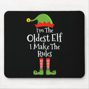 Oldest Elf Make Rules Funny Christmas Matching Fam Mouse Mat
