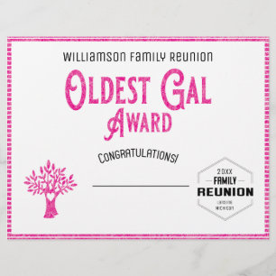 Oldest Gal Family Tree Reunion Award Custom Letterhead