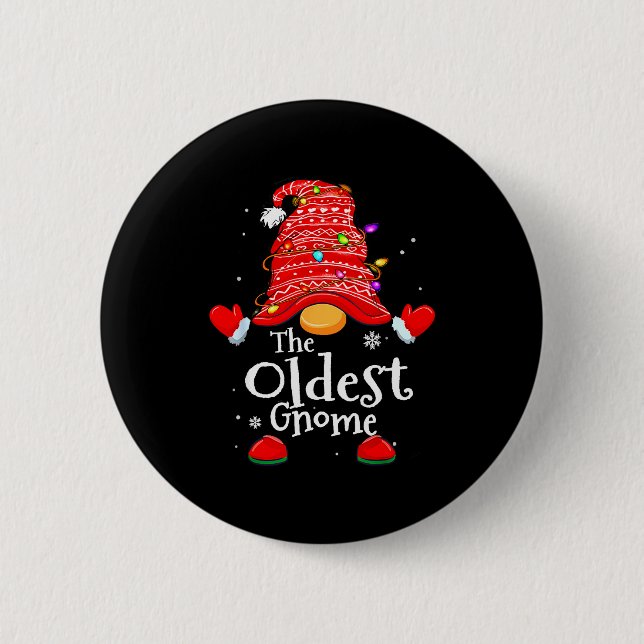 Oldest Gnome - Xmas Family Grandparents Christmas  6 Cm Round Badge (Front)