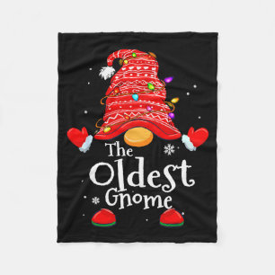 Oldest Gnome - Xmas Family Grandparents Christmas Fleece Blanket