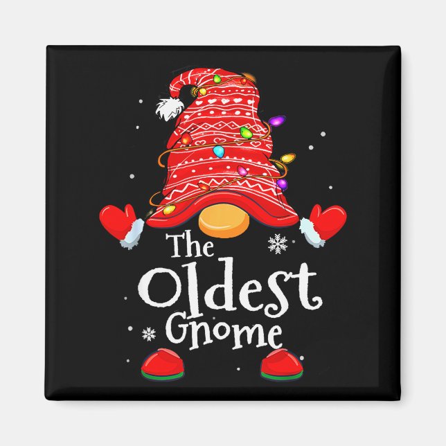 Oldest Gnome - Xmas Family Grandparents Christmas  Magnet (Front)