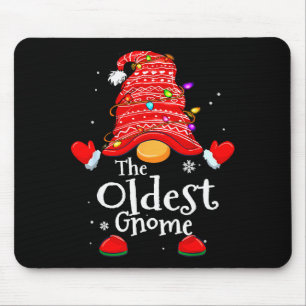 Oldest Gnome - Xmas Family Grandparents Christmas Mouse Mat