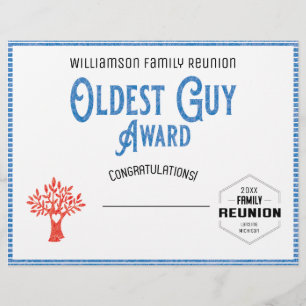 Oldest Guy Family Tree Reunion Award Custom Letterhead