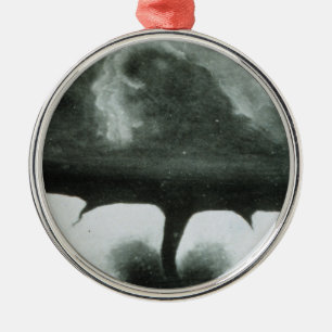 Oldest Known Photograph of a Tornado from 1884 Metal Tree Decoration