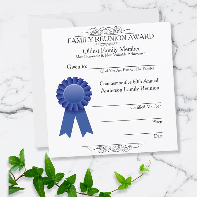 Oldest Member Elegant Family Reunion Awards Invitation (Creator Uploaded)