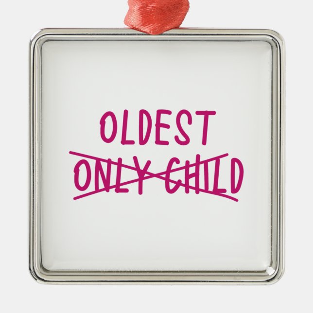 Oldest with Only Child Crossed Out Metal Tree Decoration (Front)