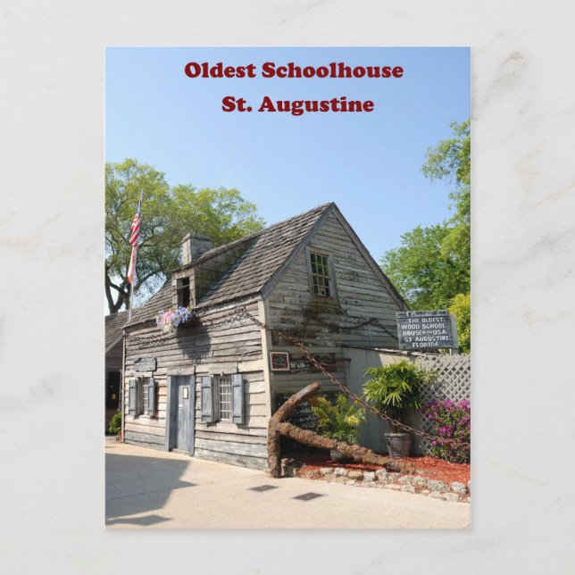 oldest wooden school house postcard (Front)