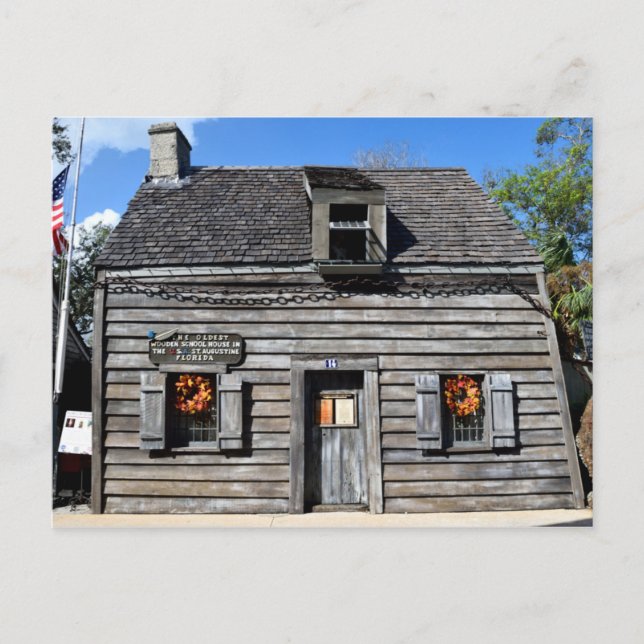 Oldest Wooden Schoolhouse Postcard (Front)
