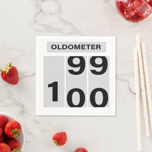 OLDOMETER 100th Birthday 99 to 100 Napkin (Insitu)