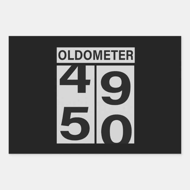 Oldometer 50th Birthday Wrapping Paper Sheet (Front 3)