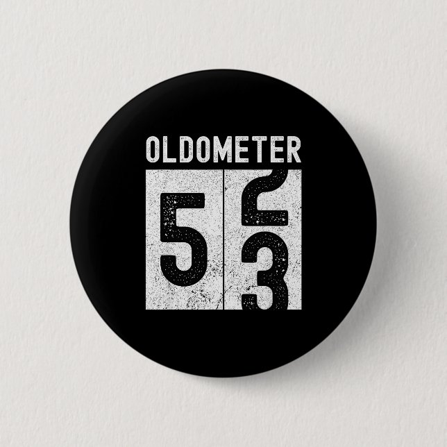 Oldometer 53rd Birthday Funny Retro Turning 53 Yea 6 Cm Round Badge (Front)