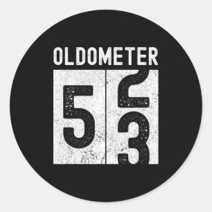 Oldometer 53rd Birthday Funny Retro Turning 53 Yea Classic Round Sticker
