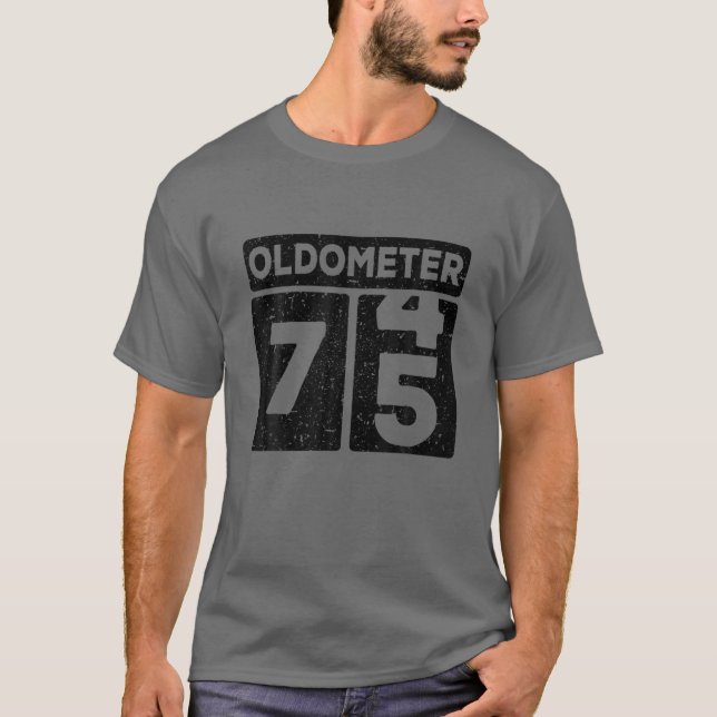 Oldometer 74-75 | 75Th Birthday Funny Gift T-Shirt (Front)