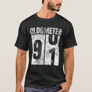 Oldometer 90-91 Yrs Old Man Woman Bday Graphic 91S T-Shirt