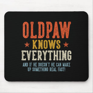 Oldpaw knows everything father's day retro vintage mouse mat