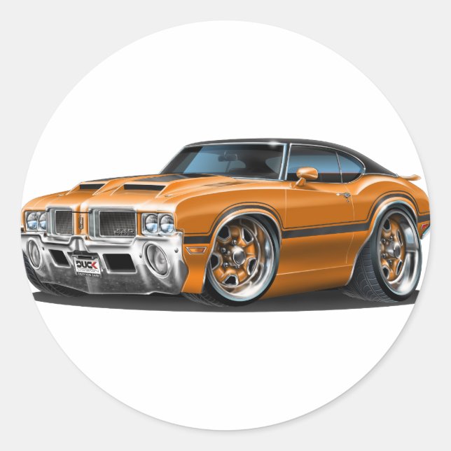 Olds Cutlass 442 Orange Car Classic Round Sticker (Front)