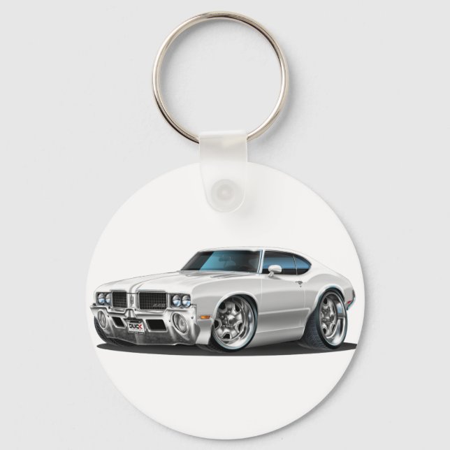 Olds Cutlass White Car Key Ring (Front)