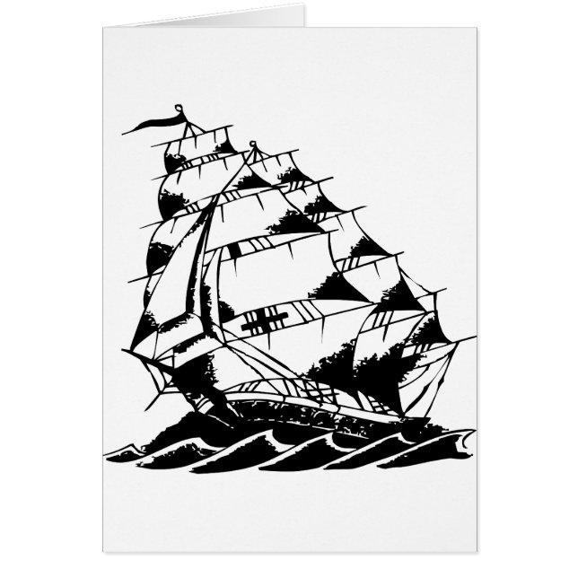 Olds Skool Tattoo Sailing Ship Navy (Front)