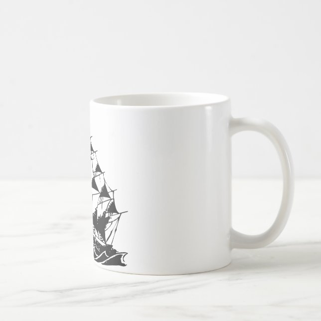 Olds Skool Tattoo Sailing Ship Navy Coffee Mug (Right)