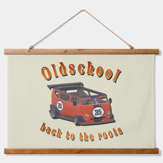 Oldschool Car Wall Tapestry Vintage Style (Front)