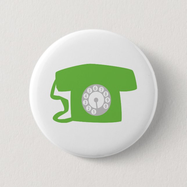 oldschool phone - telephone 6 cm round badge (Front)