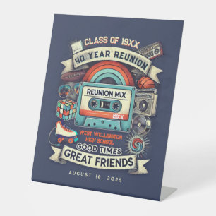 Oldschool Retro 80s Colourful Mixtape Class Reunio Pedestal Sign