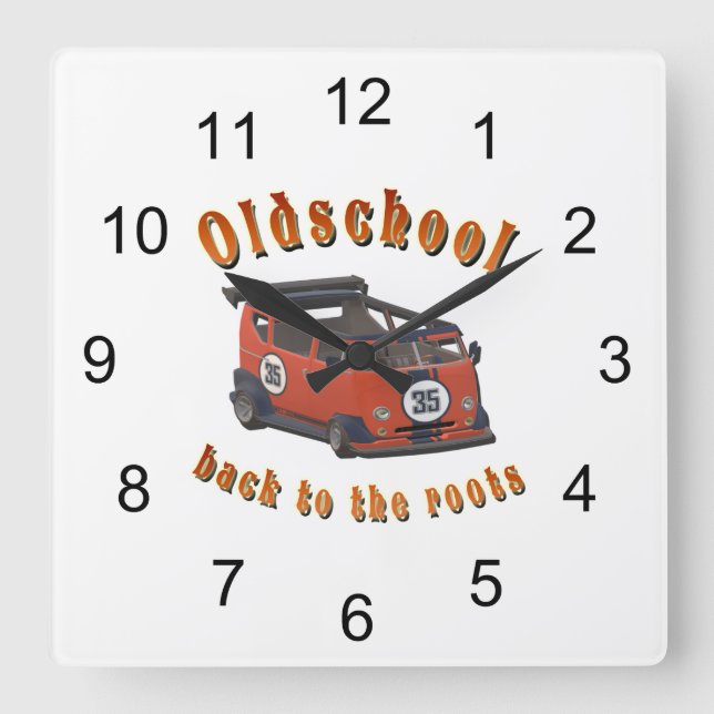 Oldschool Speed - ​Back to the roots! Square Wall Clock (Front)