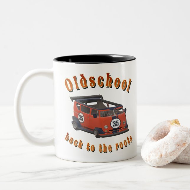Oldschool Speed - ​Back to the roots! Two-Tone Coffee Mug (With Donut)