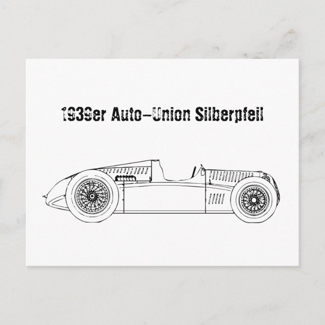 Oldtimer 1939 German Auto-Union Silver Arrow Postcard (Front)