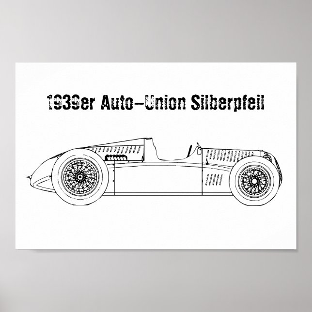 Oldtimer 1939 German Auto-Union Silver Arrow Poster (Front)
