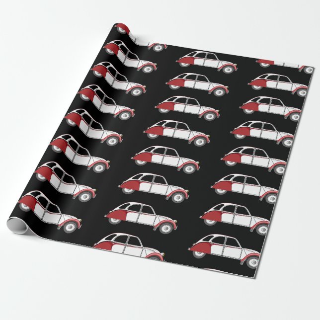 oldtimer 2CV Dolly Rot Wrapping Paper (Unrolled)