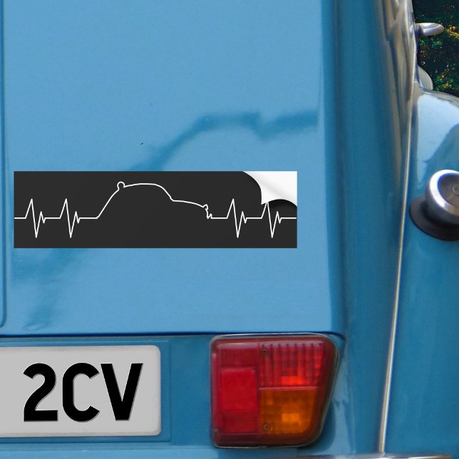 Oldtimer 2cv Pulse Frequenz Bumper Sticker (2CV Bumper Sticker in Black with a White Pulse Illustration)