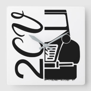 Oldtimer 2cv Typografie Halbe Ente Square Wall Clock