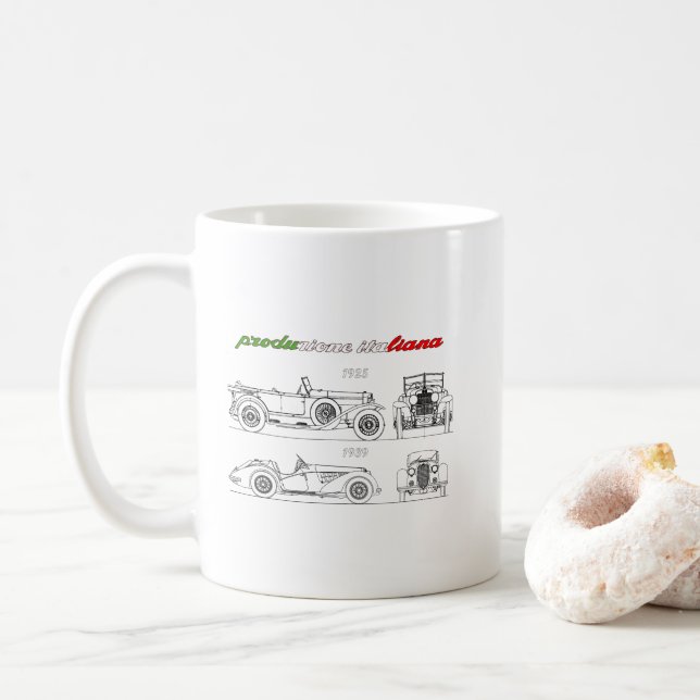 Oldtimer Alfa Romeo Produzione Italiana History  Coffee Mug (With Donut)