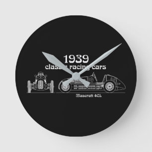 Oldtimer Italien Maserati 4CL Vintage Zeichnung Round Clock