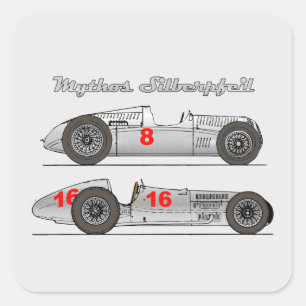 Oldtimer Silver Arrow Germany 1939 Auto-Union  Square Sticker