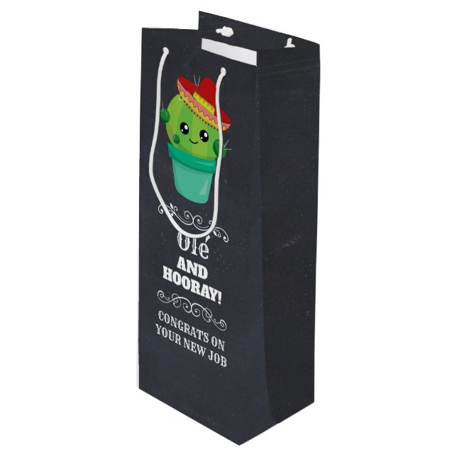 Ole' and Hooray Cute Green Cactus Wine Gift Bag (Front Angled)
