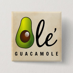 Ole Guacamole Avocado Humour 15 Cm Square Badge