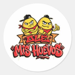 Ole mis huevos 2 classic round sticker